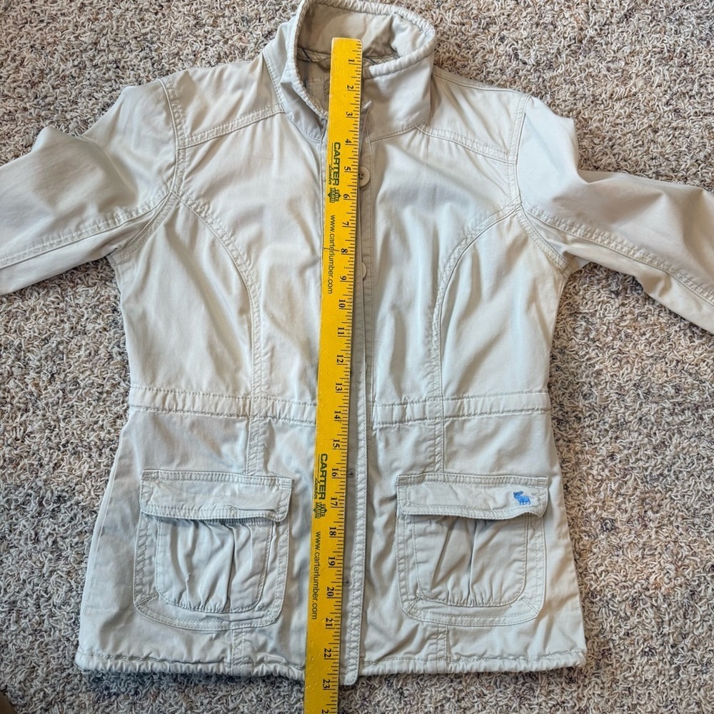 Abercrombie & Fitch Womens Jacket Khaki Tan Canvas Utility Outerwear Blazer Med - Picture 9 of 11